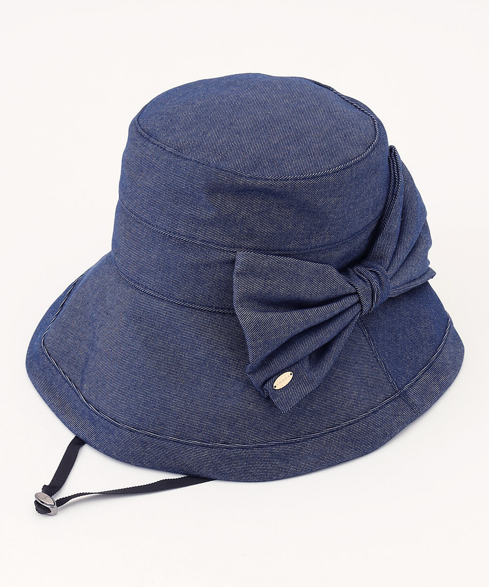 BIG RIBBON WIDE DENIM HAT