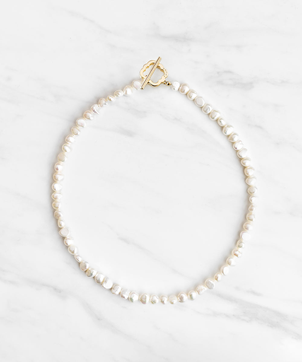 OPEN CLOVER PEARL NECKLACE