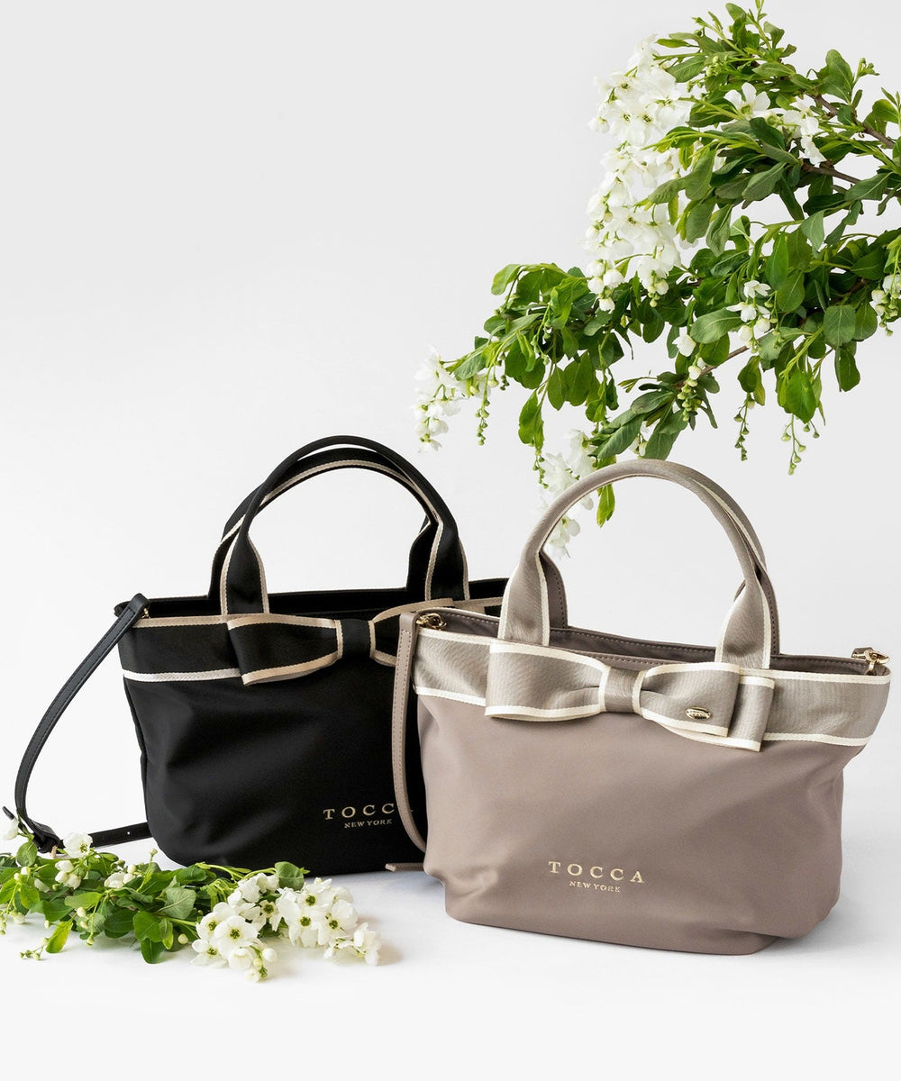 トッカ　TOCCA BICOLOR RIBBON TOTE トートバッグ リボン