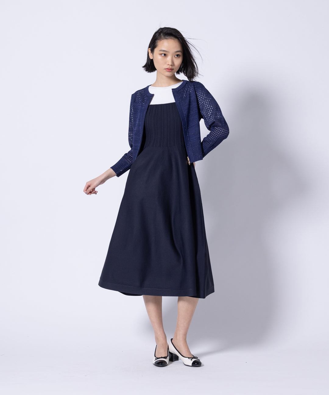トッカ TOCCA OCEAN KNIT カーディガン ニット 長袖 XS 紺 ネイビー /TK レディース トッカ TOCCA OCEAN KNIT カーディガン ニット 長袖 XS 紺