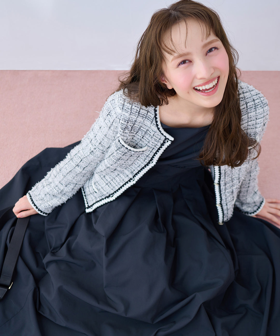 【未使用　タグ付き】トッカ　ノーカラー　ジャケット　リボン　タック　白　XS TAAKK/ターク】NO COLLAR JACKET/ノーカラージャケット（ノー