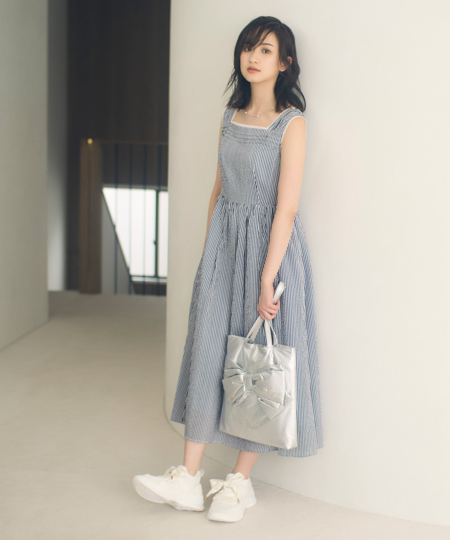 トッカ TOCCA Wavy Embroidery ワンピース ロング ノースリーブ